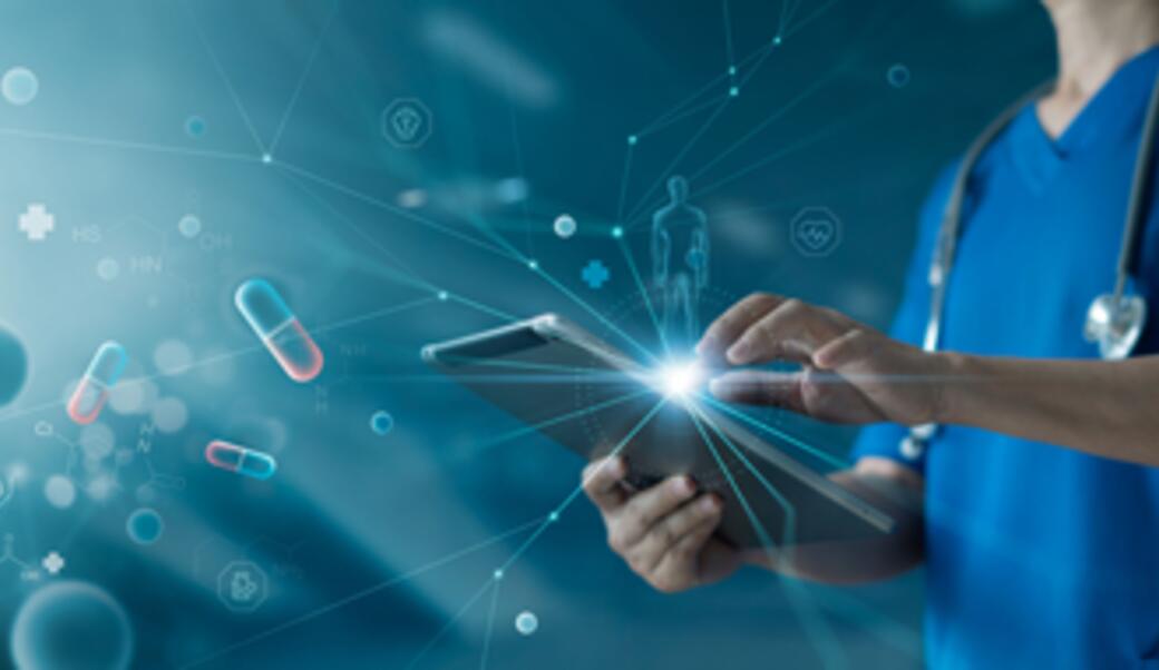 image with medical worker and tablet